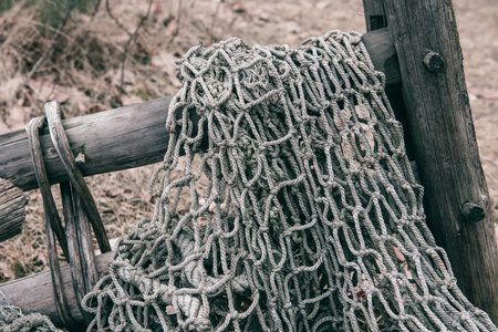 Fishing old network, fishing net texture of fisherman folk, woven with nylon rope.の写真素材