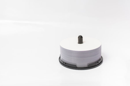 DVD disc stack isolated on whiteの写真素材