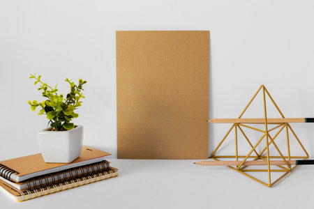 Natural material stationery compositionの写真素材