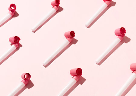 Party whistles arrangement top viewの写真素材