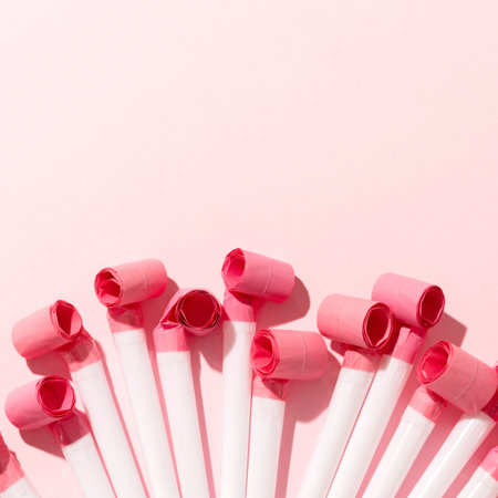 Party whistles frame with copy spaceの写真素材