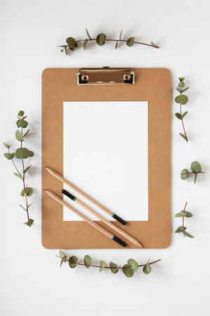 Top view assortment of natural material stationeryの写真素材
