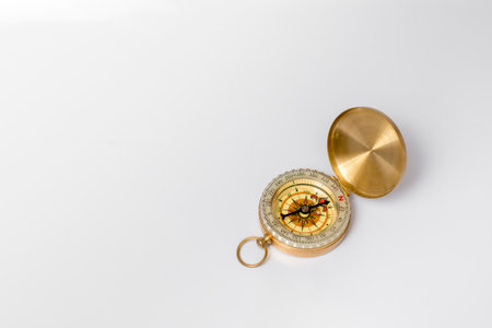 Vintage compass isolated on white backgroundの写真素材