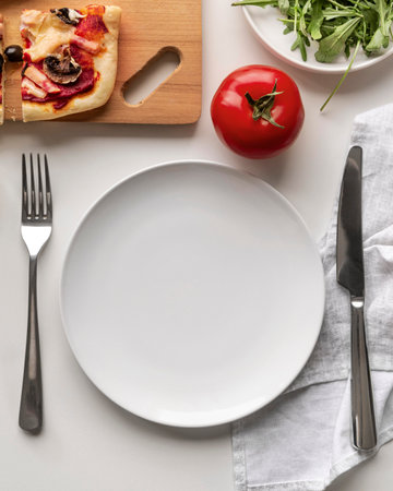 Delicious traditional pizza compositionの写真素材