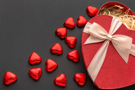 top view valentine s day concept with copy spaceの写真素材