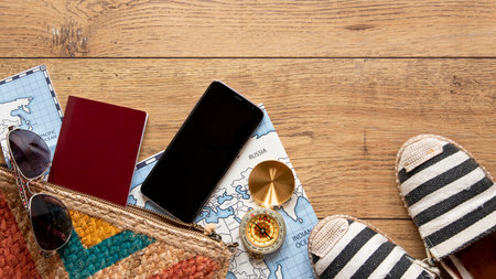 Top view tourism elements assortmentの写真素材