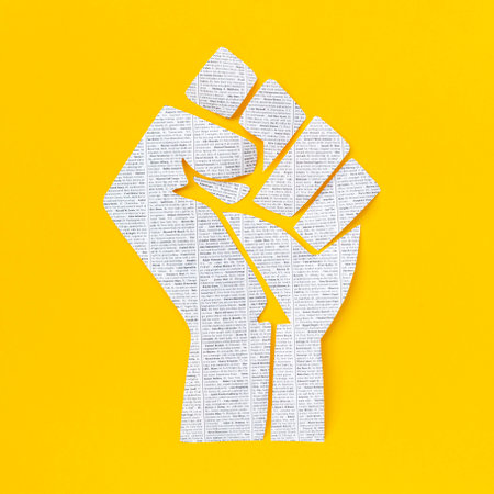 Top view sparkling fist black lives matterの写真素材