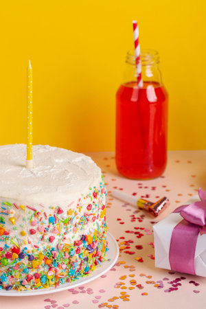 Birthday concept with tasty cakeの写真素材