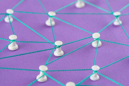 The high angle network concept with threadの写真素材