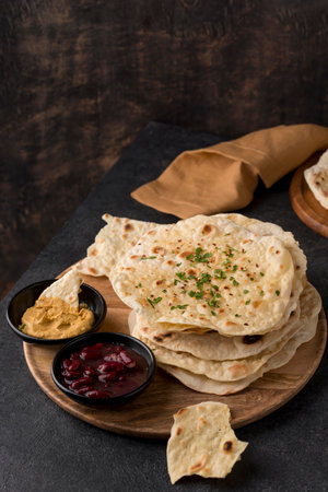 The delicious assortment nutritious roti