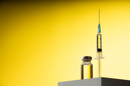 The covid still life with vaccineの写真素材