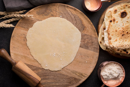 The delicious assortment nutritious roti