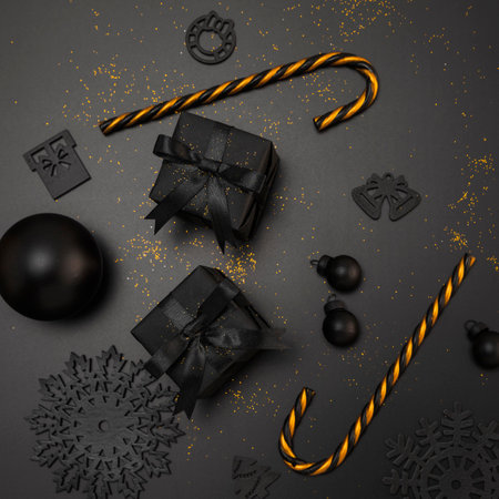 Top view christmas decorations with copy space