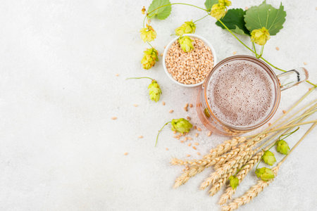 view beer wheat seeds frameの写真素材