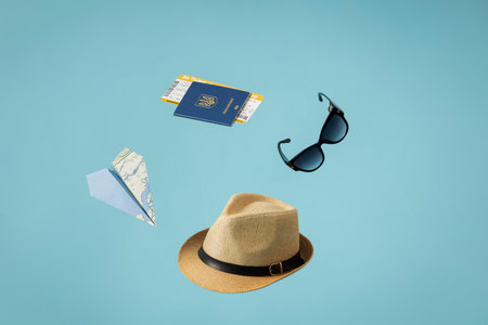 Travel concept with passport tickets