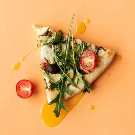 Tasty traditional pizza arrangementの写真素材
