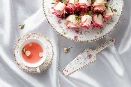 Beautiful tea party composition tableの写真素材