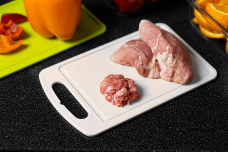 The arrangement of healthy food in fridgeの写真素材