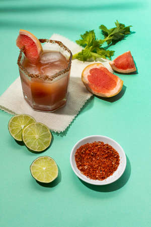 Spicy michelada drink assortment tableの写真素材