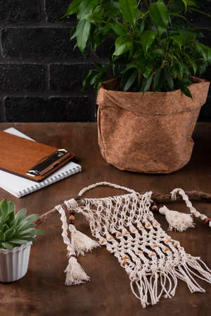 The boho macrame assortment indoors