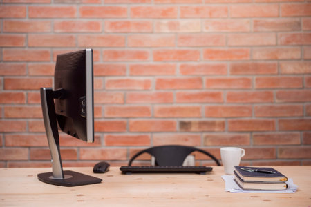 modern desk in home officeの写真素材