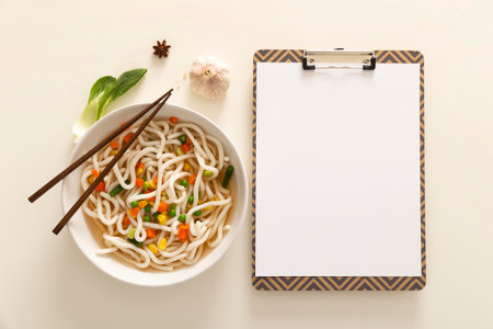 Flat lay delicious food concept with copy spaceの写真素材