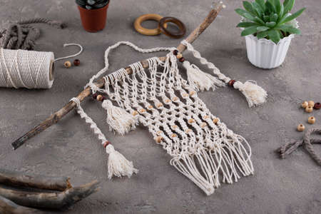 The boho macrame composition indoors