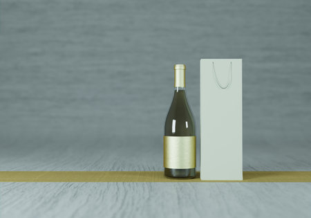 wine bottle placed on the floor, 3dの写真素材