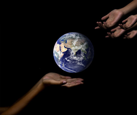 give me to help the earth, world conceptの写真素材
