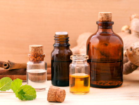 Spa Essential Oil - Natural Spas Ingredients for aroma aromatherapy.の写真素材