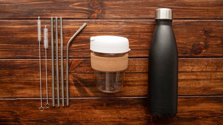 The arrangement different colored tumblersの写真素材