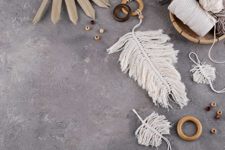 The boho macrame composition indoors