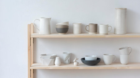 Arrangement of different pottery objectsの写真素材