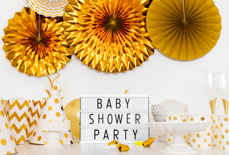 Front view beautiful baby shower conceptの写真素材