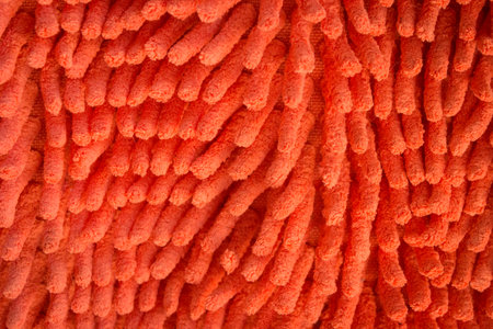 Red towel close-up fabric and texture background.の写真素材