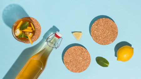 Arrangement with delicious kombucha drink