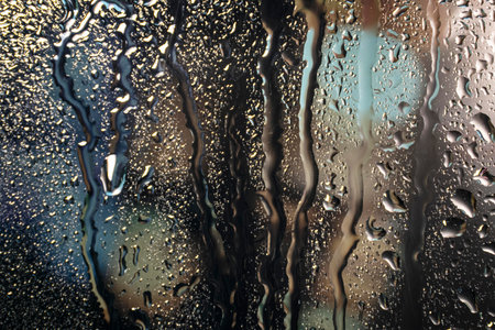 Background rain drops close up