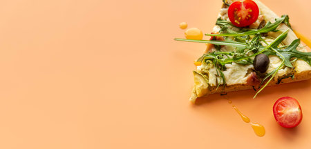 Composition of tasty traditional pizza