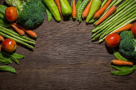 green vegetables on wood background