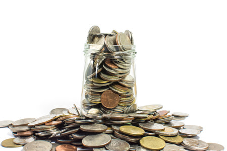 Saving money and account growth business concept. Coin thai baht.