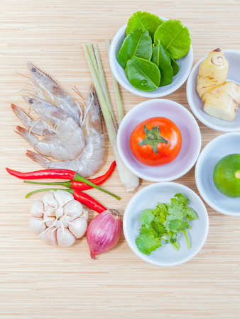 Ingredients for Thai most popular soup . - or Tom Yam Kungの写真素材