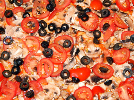 Cooking pizza step-by-step recipe with ingredientsの写真素材