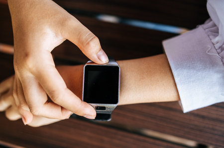 Smart watch on the wristの写真素材