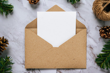 Mockup card with invitation card with Gift shop used to decorate Christmas on white background.の写真素材