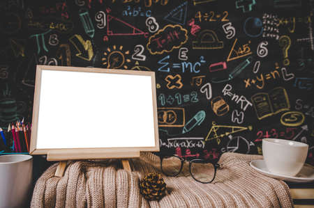 blank photo frame in the classroom