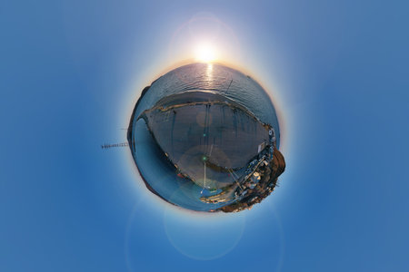 Spherical panorama of the city landscape. Vladivostok, Russiaの写真素材