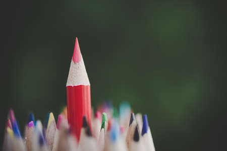 Red pencil representing the concept of Standing out from the crowdの写真素材