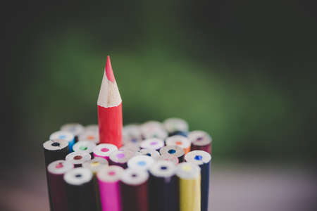 Red pencil representing the concept of Standing out from the crowd