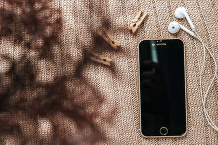 Smart phone with brown background