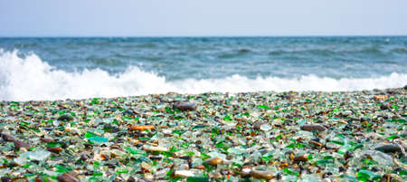 The beach is covered with polished glass. Vladivostok, Russiaの写真素材